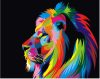 Színes oroszlán - Számfestő készlet kereten 40x50