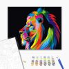 Színes oroszlán - Számfestő készlet kereten 40x50