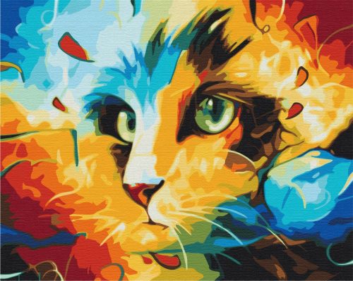 Színes cica - Számfestő készlet kereten 40x50