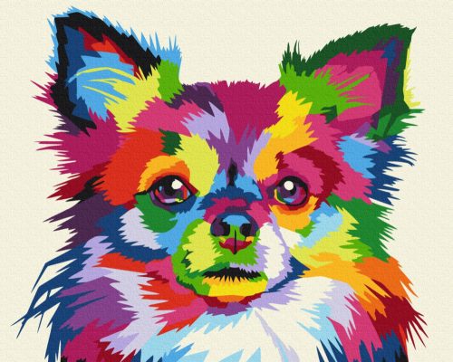 Színes kutya - Számfestő készlet kereten 40x50