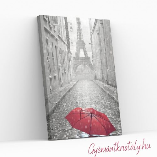 Piros esernyő - Számfestő készlet kereten 40x50