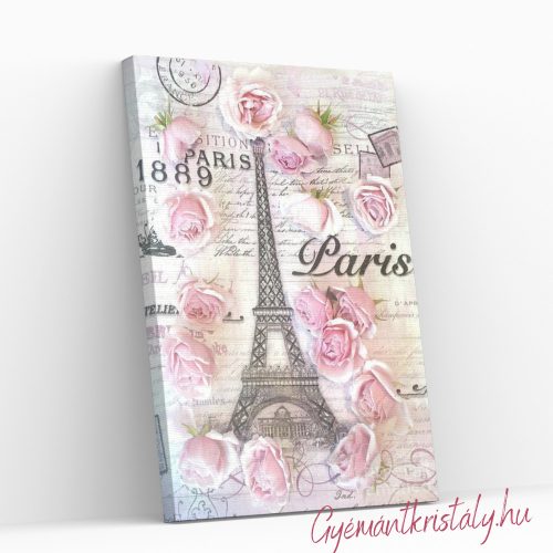 Rózsaszín Párizs 30x40 cm kör alakú gyémántszemes kirakó